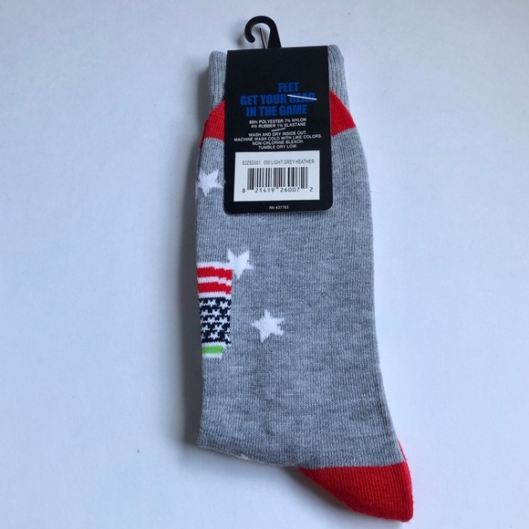 3/$15 NEW INTO SOCKS PERRY ELLIS Socks Patriotic Americana GRAY SHOE SIZE 7 - 12 - Picture 4 of 15